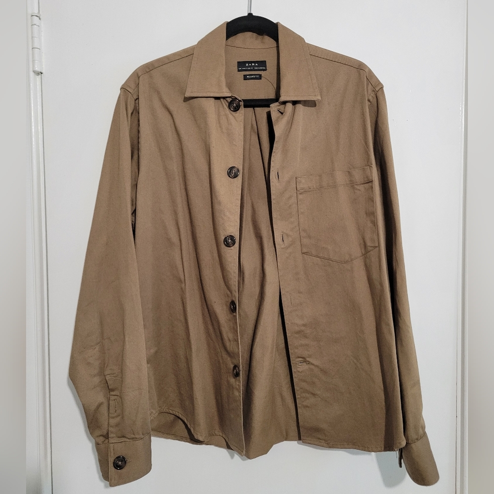 Men's Tan Button Up Jacket by Zara